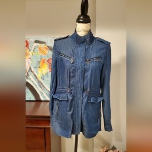 MAX JEANS  Women Blue Utility Jacket Double Hand Packets Size XS.